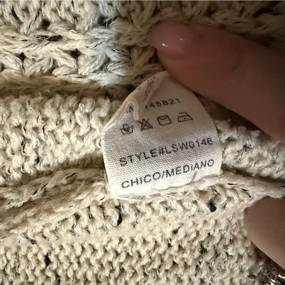 Listicle Cable Knit open front long cardigan in tan color acrylic/mohair s/m